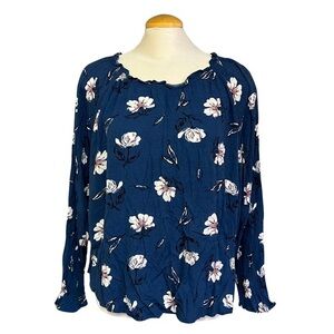 Women's Blue Floral George Long Sleeve Blouse | XXL | GUC 🌸💙